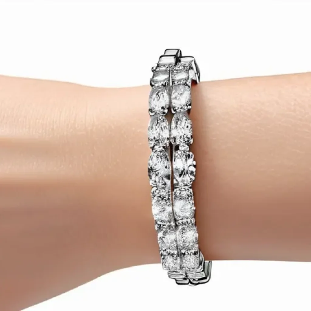 스와로브스키 팔찌 세트 추천 - **Prompt for Classic Elegance:**
    A close-up shot of a sophisticated woman's graceful hand and wr...