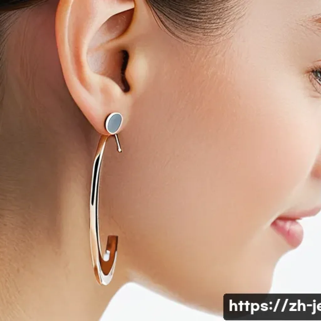 알레르기 방지용 귀걸이 재료 - **Prompt:** A close-up, high-definition shot of a young woman's earlobe, initially showing slight re...