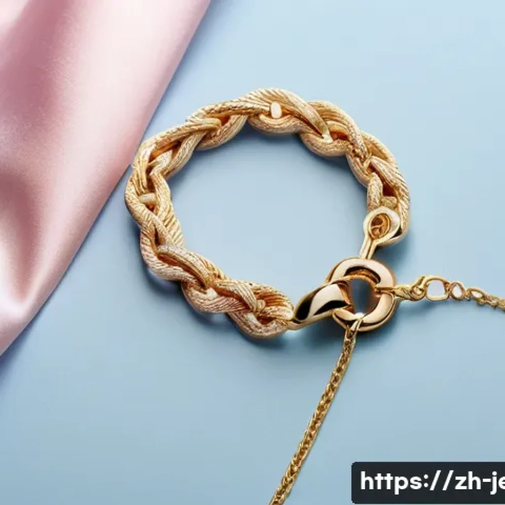 골드 체인과 실크 리본 조합 - A close-up image of a delicate gold chain bracelet intertwined with a soft, pastel pink silk ribbon ...