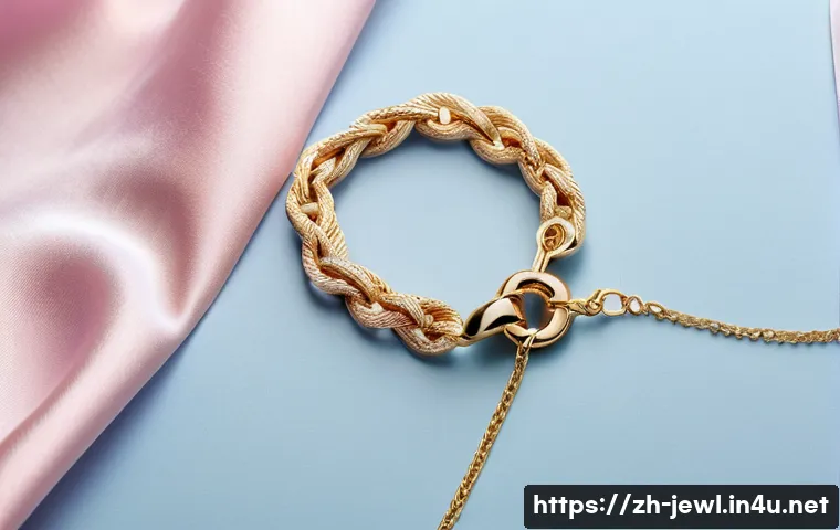 골드 체인과 실크 리본 조합 - A close-up image of a delicate gold chain bracelet intertwined with a soft, pastel pink silk ribbon ...