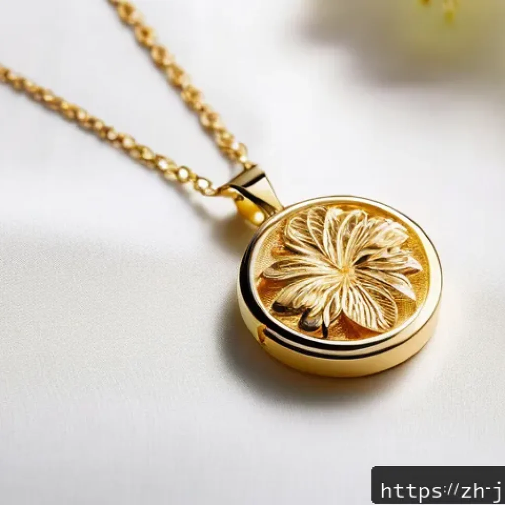 18K 골드 체인 유지 관리법 - A close-up scene of a delicate 18K gold necklace with a small pendant resting gently on a soft white...