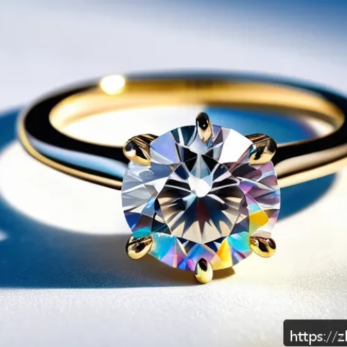 다이아몬드와 모이사나이트 비교 - A close-up, hyper-realistic image of a dazzling natural diamond ring under bright sunlight, showcasi...