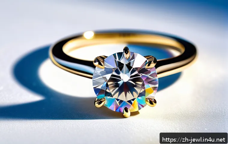 다이아몬드와 모이사나이트 비교 - A close-up, hyper-realistic image of a dazzling natural diamond ring under bright sunlight, showcasi...